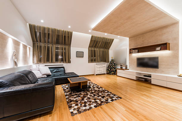 istock Interior of a modern apartment with Christmas tree 511363912