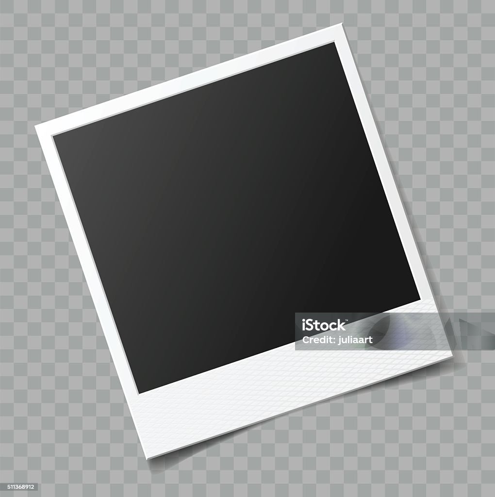 Vector blank photo frame with transparent shadow effect Instant Camera stock vector
