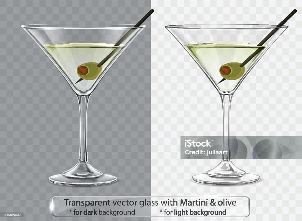 Transparent vecteur verre à Martini et d " olive - clipart vectoriel de Martini dry libre de droits