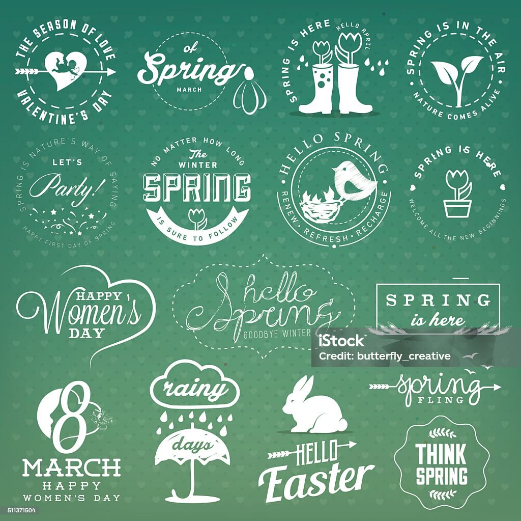 Spring Tradition Graphics Spring Illustrations Badges And Typography Elements Stock Illustration ...