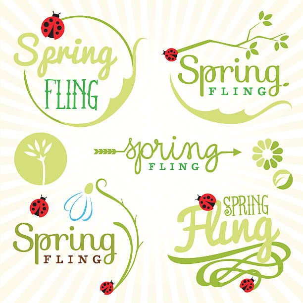 illustrations, cliparts, dessins animés et icônes de printemps éléments de conception. étiquettes et badges - throwing