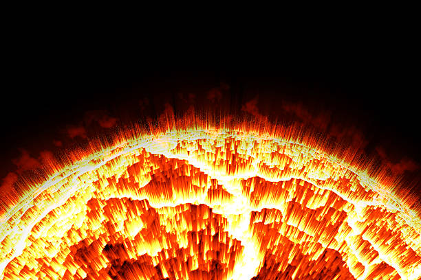 istock close up the sun and flame on black background. 511372042