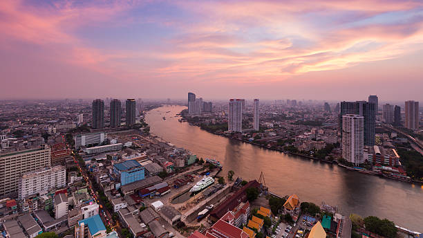 istock Aerial view Bangkok main river curved 511374636