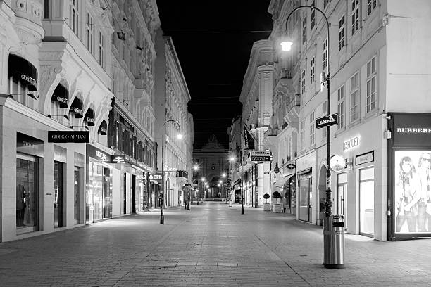Famous Kohlmarkt in Vienna by Night Vienna, Austria - February 11, 2016: The famous Kohlmarkt street in Vienna by night kohlmarkt street photos stock pictures, royalty-free photos & images