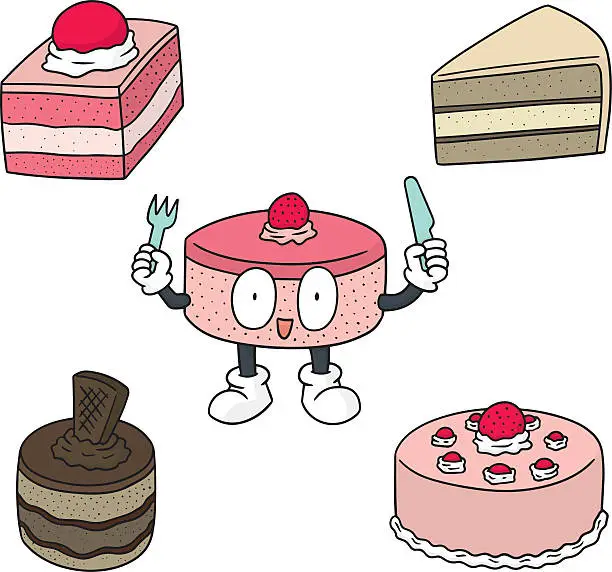 Vector illustration of vector set of cake