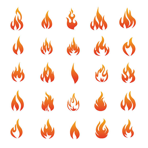 vektor-feuer und flamme icons-illustration - flame fire fireball exploding stock-grafiken, -clipart, -cartoons und -symbole