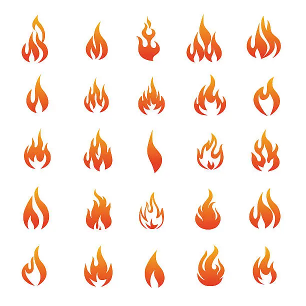 Vector illustration of Vector Fire and Flame icons - Illustration