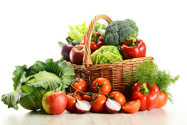 vegetable basket vegetable basket close up produce basket stock pictures, royalty-free photos & images