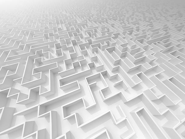 istock white 3D Maze perspektive with fog and DOF 511381148