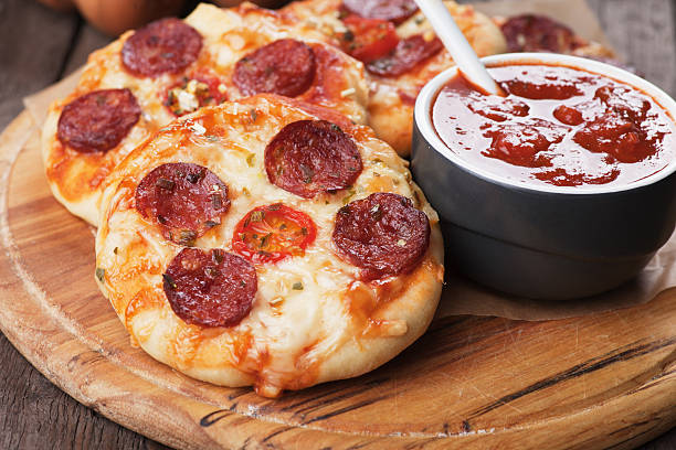 Mini pizzas stock photo