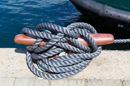 Closeup to rope attached to the port