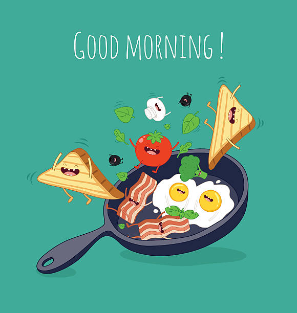 ilustrações de stock, clip art, desenhos animados e ícones de pequeno-almoço - coffee fried egg breakfast toast