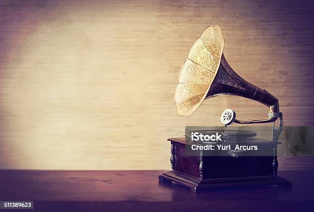 Getting Lost In The Music Of Old Stock Photo - Download Image Now - Gramophone, 1920-1929, Retro Style
