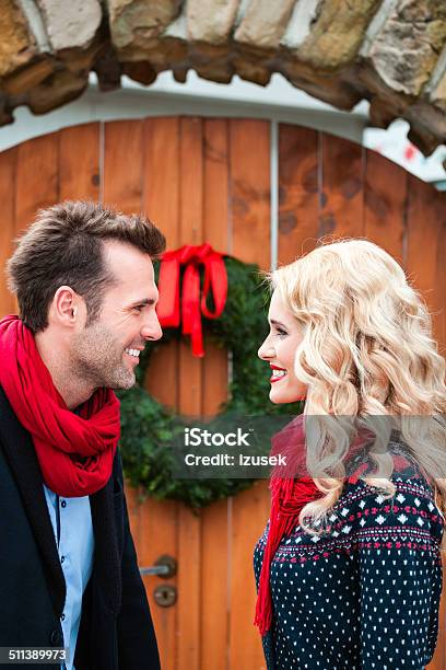 Couple On Winter Holidays Stock Photo - Download Image Now - Adult, Adults Only, Affectionate