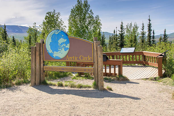 istock Arctic Circle Sign and Visitor Kiosk in Alaska 511390802