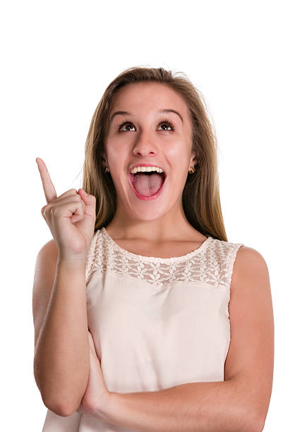 istock Cute teenage girl with got an idea expression 511391103