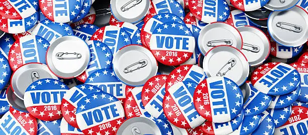 Photo of vote election badge button for 2016 background 3d Illustrations