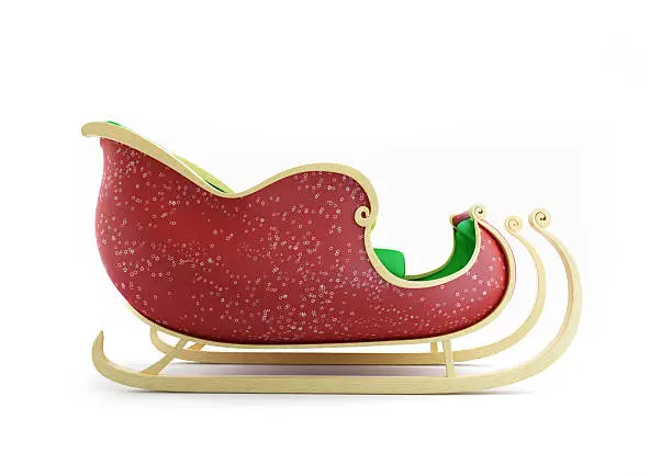 Photo of Santa Sleigh 3d Illustrations on a white background