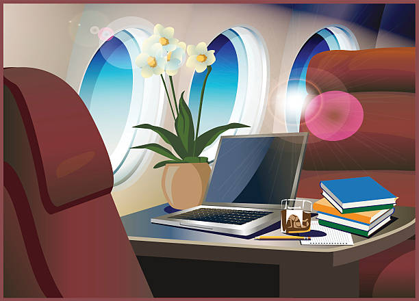 innen private jet - vehicle interior corporate jet jet private airplane stock-grafiken, -clipart, -cartoons und -symbole