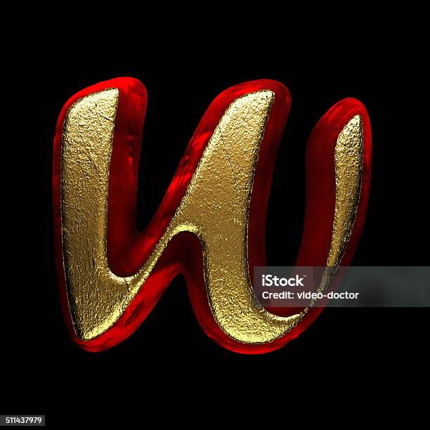 Red Velvet Letter With Gold On Black Background Stock Photo - Download Image Now - Typescript, Velvet, Abstract