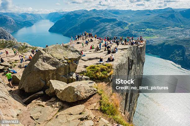 Pulpit Rock And Lysefjorden Stock Photo - Download Image Now - Preikestolen - Norway, Beauty In Nature, Blue