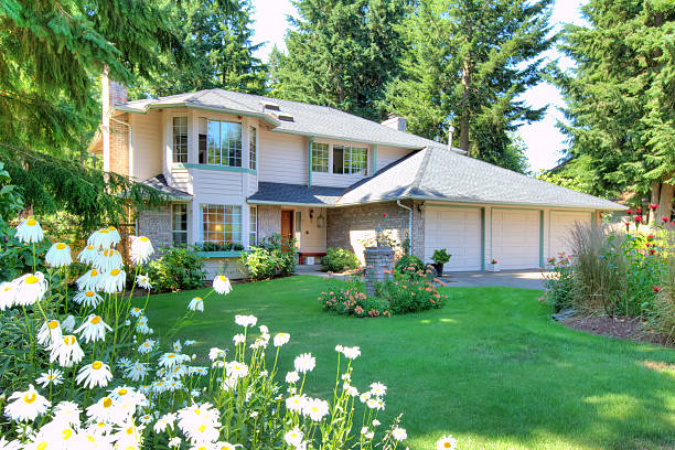 istock Beautiful yard filled with greenery and flowers. 511458310