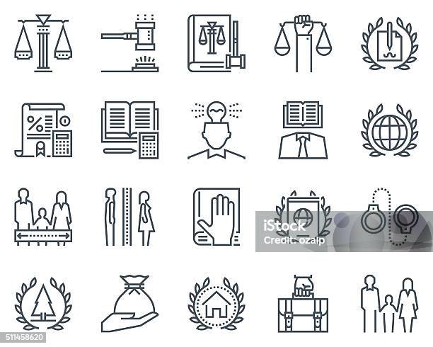 Law And Justice Icon Set Stock Illustration - Download Image Now - Will - Legal Document, Law, Lawyer