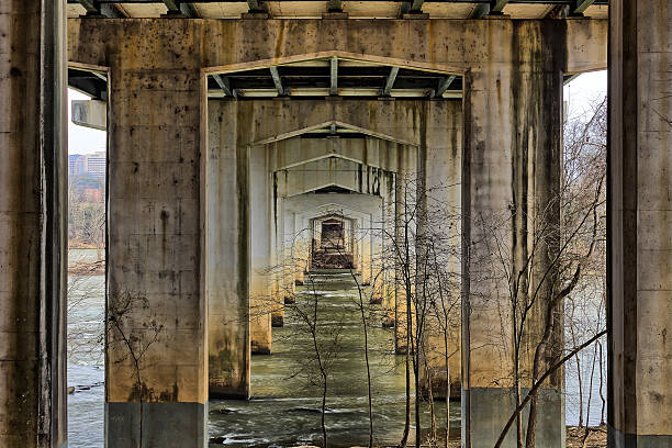istock View of arches from under an old bridge crossing a 511458788