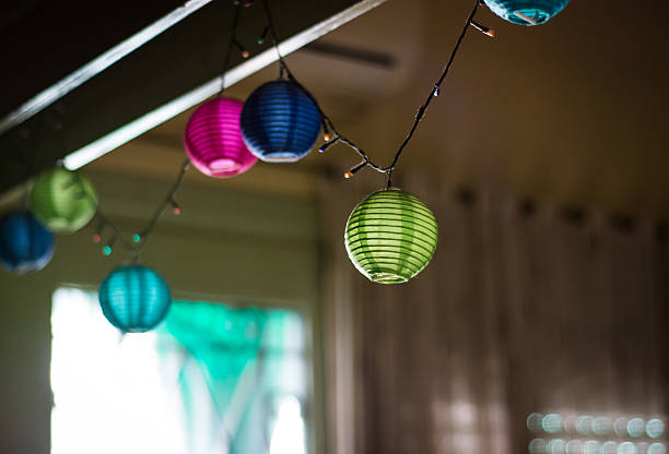 Colored chinese lamps stock photo