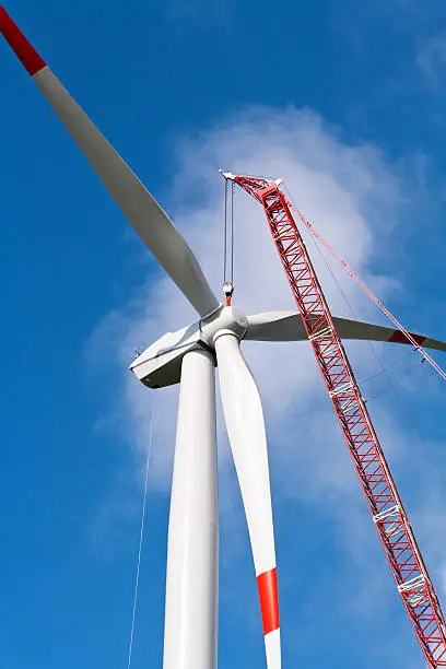 Wind turbine under construction