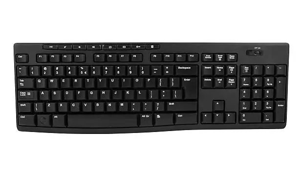 Photo of Wireless computer keyboard on white background