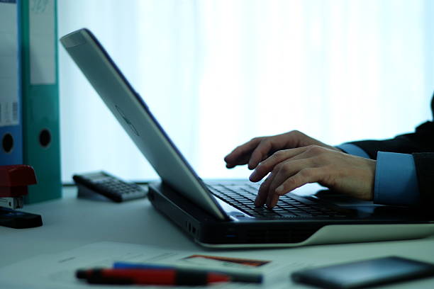 Businessman working on a laptop
