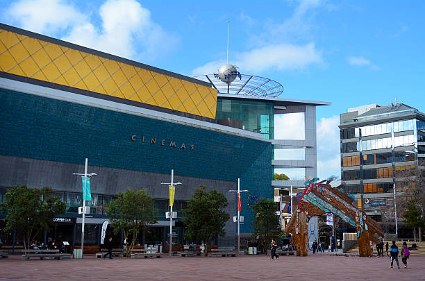 Auckland, New Zealand - September 1, 2015: Visitors in Aotea Square in Auckland, New Zealand. Its one of the biggest squares in New Zealand used for open-air concerts, gatherings, markets and political rallies.