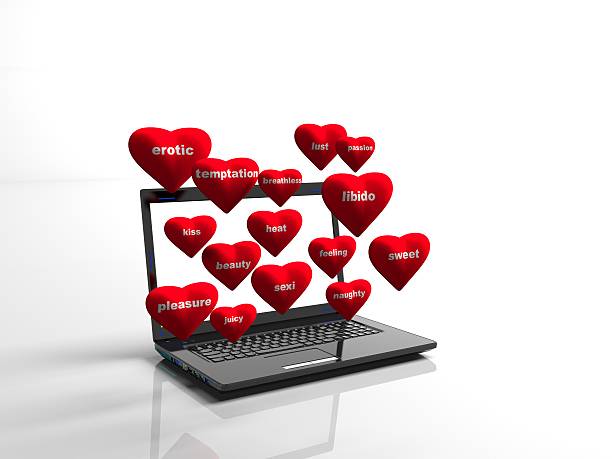 istock hearts background on modern laptop isolated 511470326