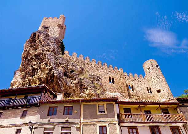 walls of fortress in Frias. Burgos. Castilla and Leon. Spain stock photo