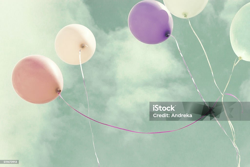 Colorful pastel balloons Colorful vintage pastel balloons Cloud - Sky Stock Photo