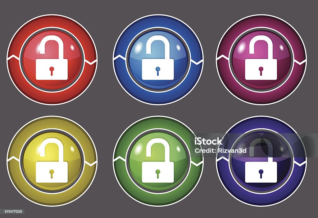 Unlock Circular Colorful Vector Web Button Icon Set Accessibility stock vector