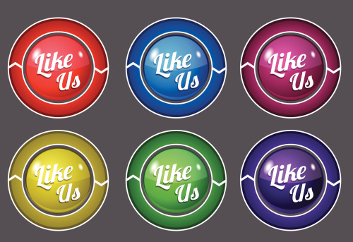 Glossy Like Us Vector Icon Set Button