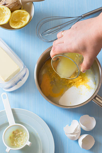 istock Pouring lemon juice to other ingredients for lemon curd 511477652