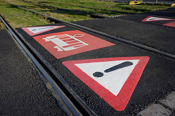 istock Painted warning signs at a railway crossing 511478038