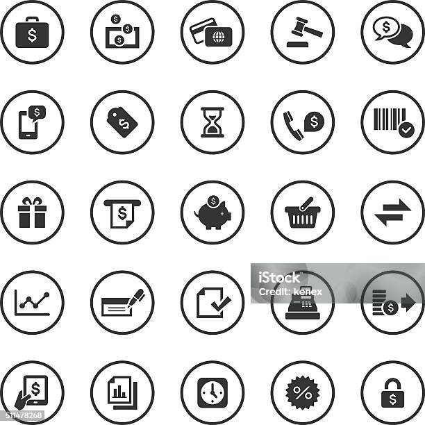 Circle Icons Set Banking Finance Stock Illustration - Download Image Now - Bid, Icon Symbol, ATM