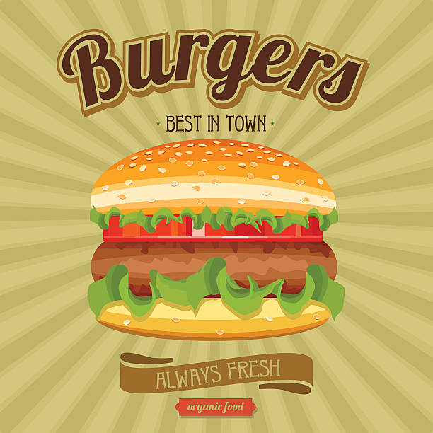 Hamburger. Great, always fresh, best in town. Hamburger. Great, always fresh, best in town. Vector illustration for restaurants and cafes. sandwich new hampshire stock illustrations
