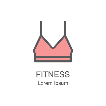 Woman's fitness bra vector icon.