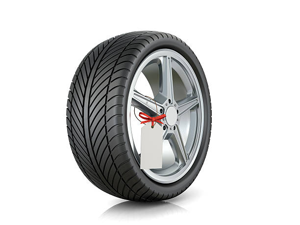 istock Automotive wheel with a tag on a white background. 511480840
