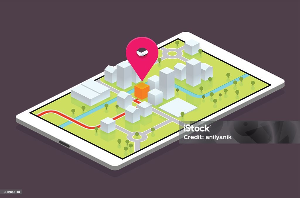 navigation gps navigation on mobile device Map stock vector