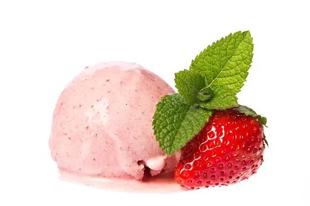 Photo of scoop of strawberry ice cream