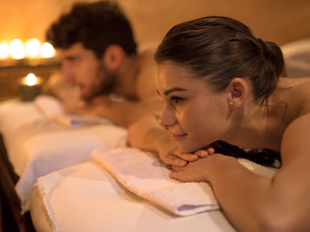 istock Young couple at the spa waiting for massage. 511482774