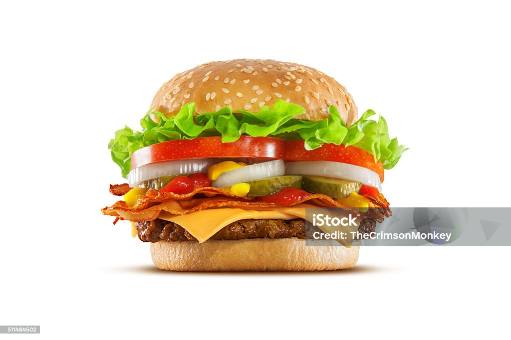 Dobro de queijo e cheesebúrguer de Bacon - Foto de stock de Hamburguer royalty-free