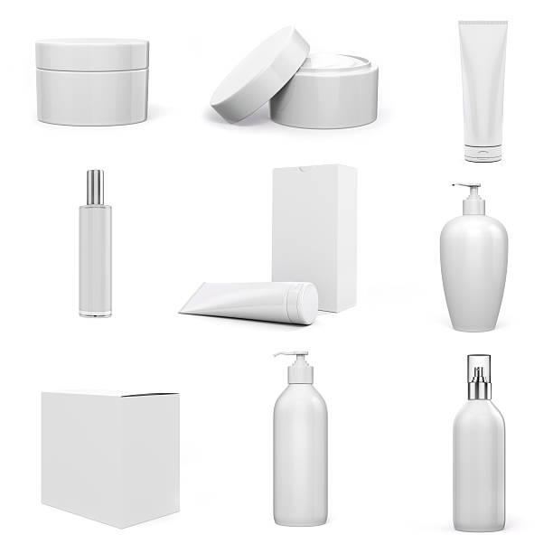 3 d のパック白の背景化粧品 - packaging bottle cosmetics container ストックフォトと画像