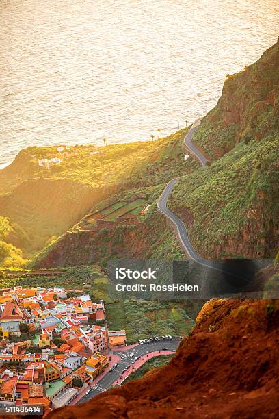 Top View On Agulo Coastal Village In Spain Stock Photo - Download Image Now - Gomera - Canary Islands, Island, Agulo